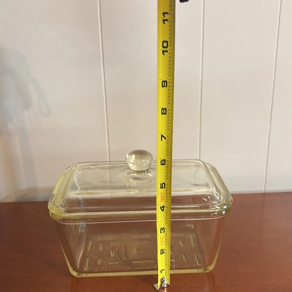 Vintage Glasbake Refrigerator Loaf Pan Casserole Dish USA with Lid YELLOW TINT